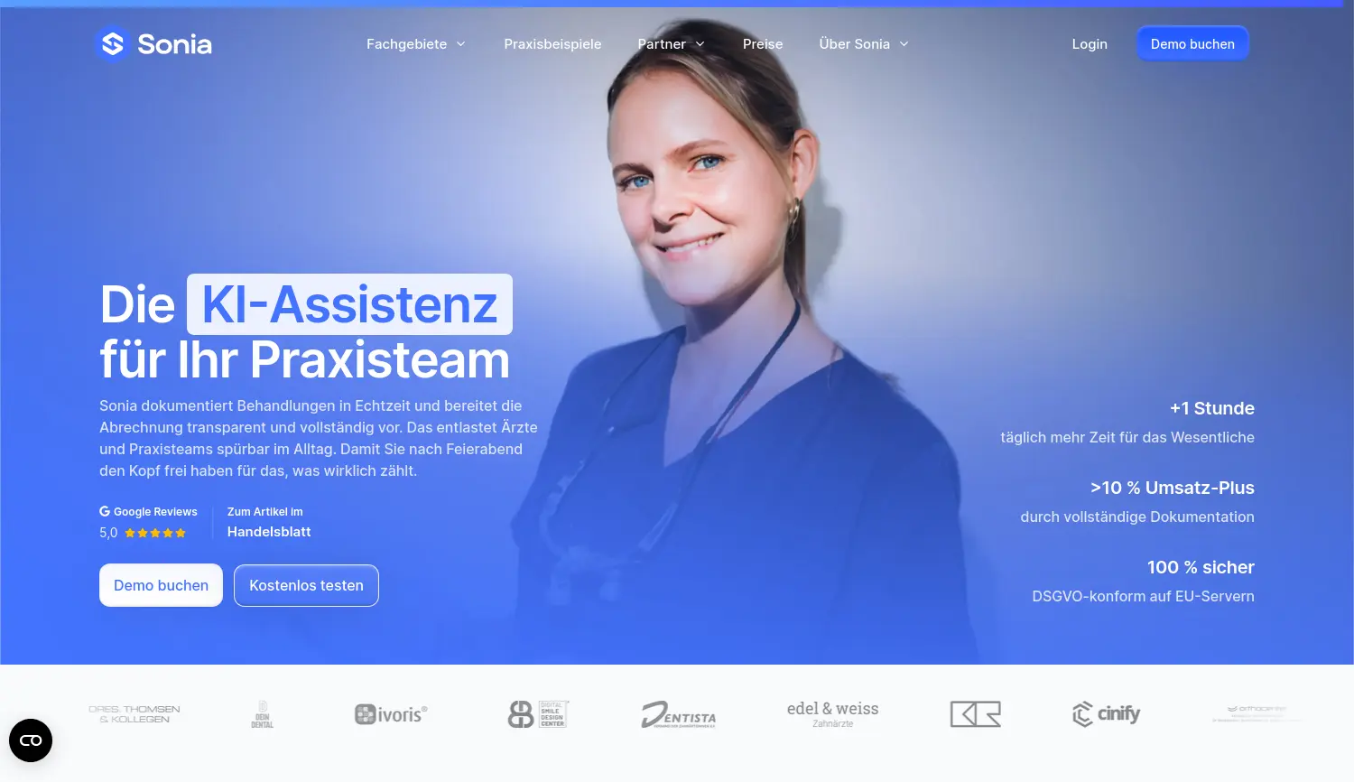 Website-Screenshot von Sonia
