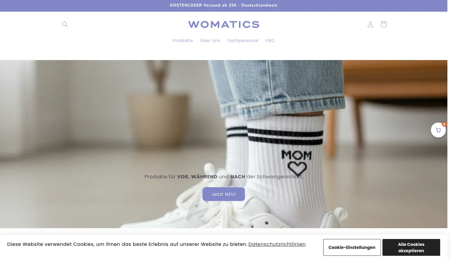 Website-Screenshot von Womatics