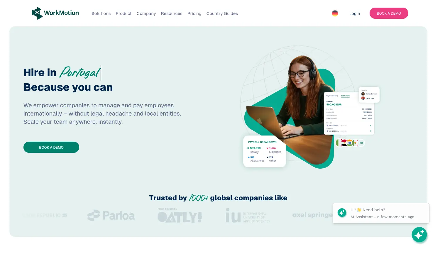 Website-Screenshot von WorkMotion