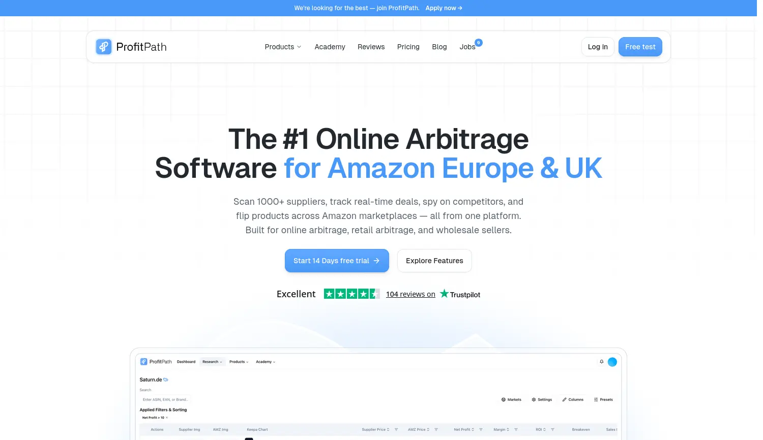 Website-Screenshot von ProfitPath