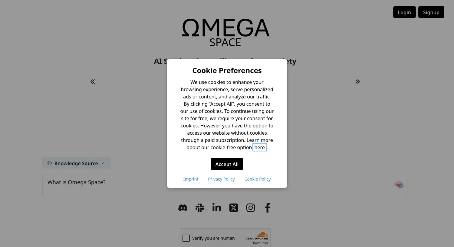 Website-Screenshot von Omega Space