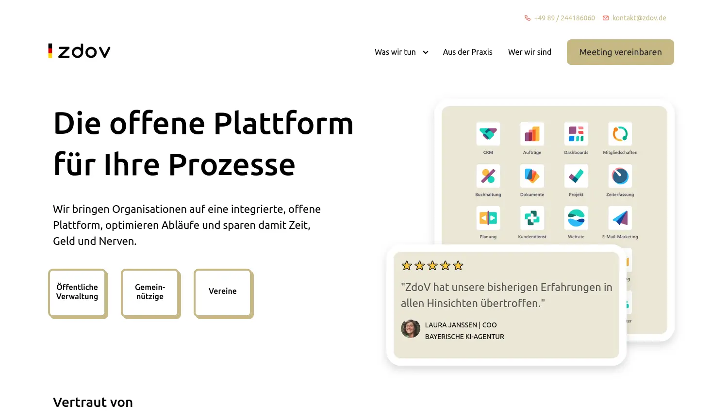 Website-Screenshot von ZdoV
