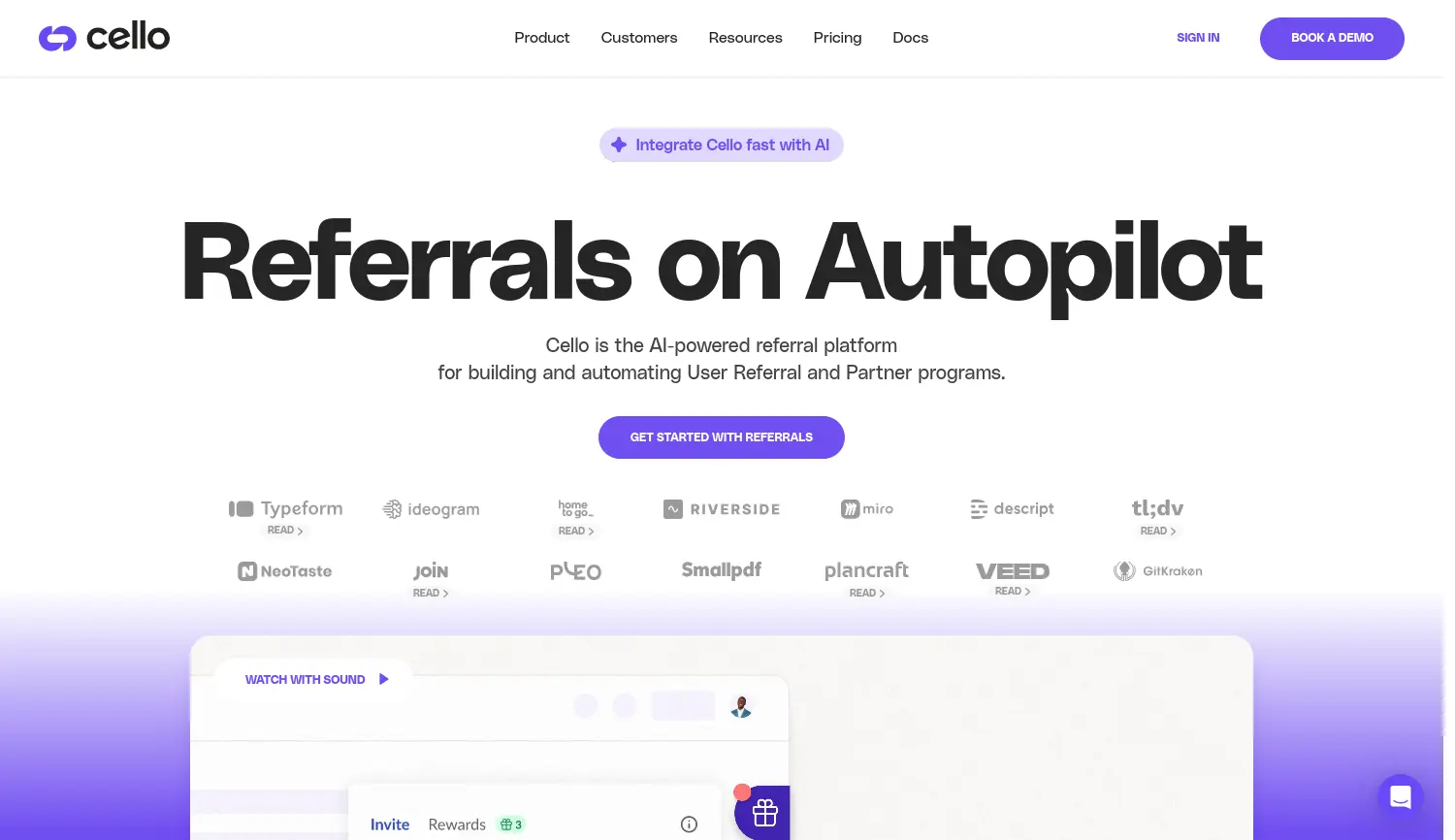 Website-Screenshot von Cello