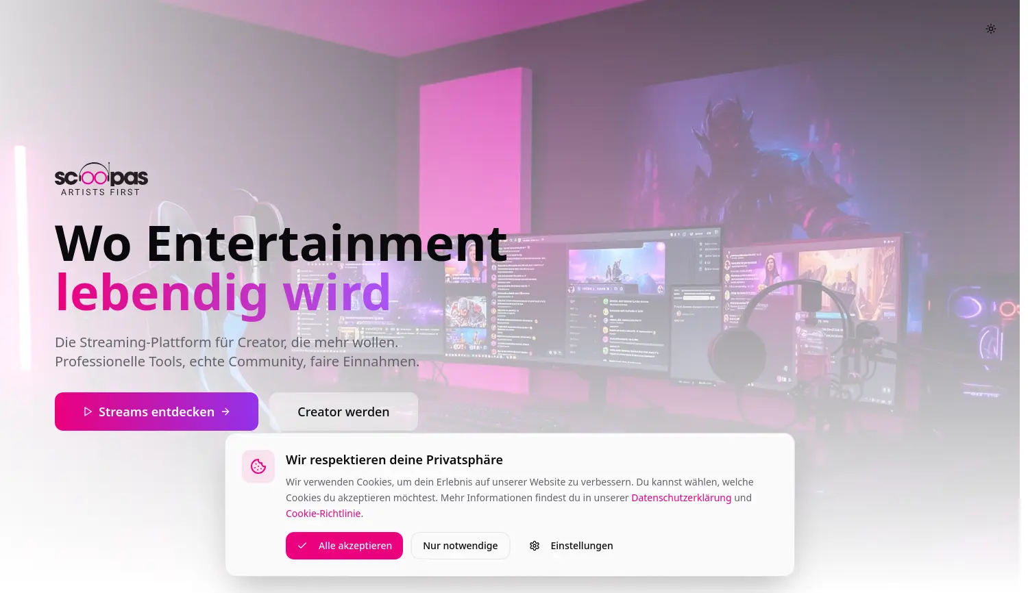 Website-Screenshot von Scoopas