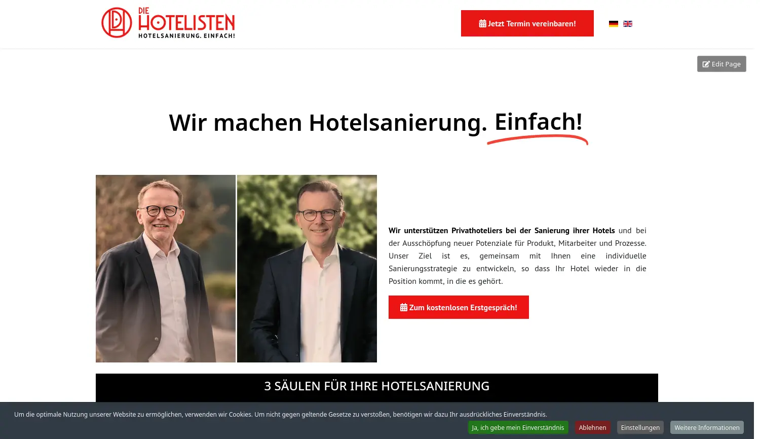 Website-Screenshot von Die Hotelisten