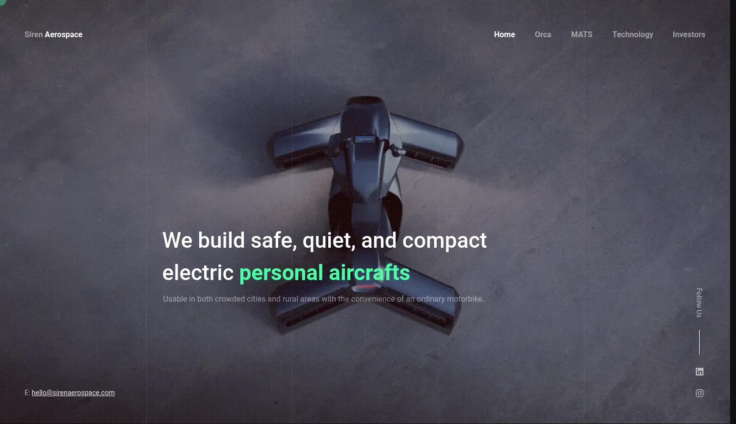 Website-Screenshot von Siren Aerospace