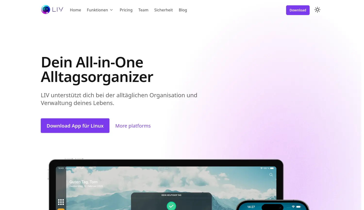 Website-Screenshot von LIV