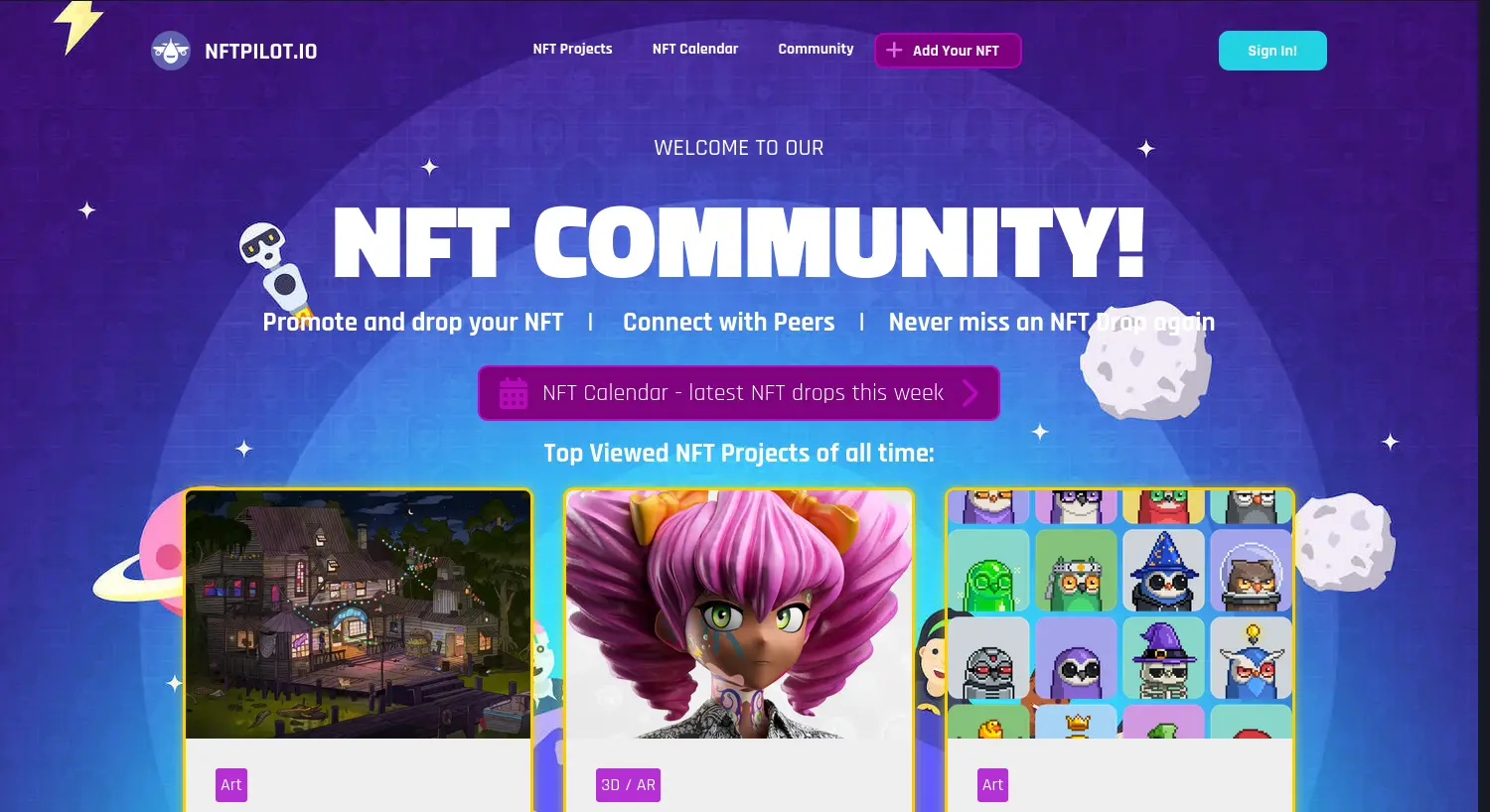 Website-Screenshot von NFTPilot