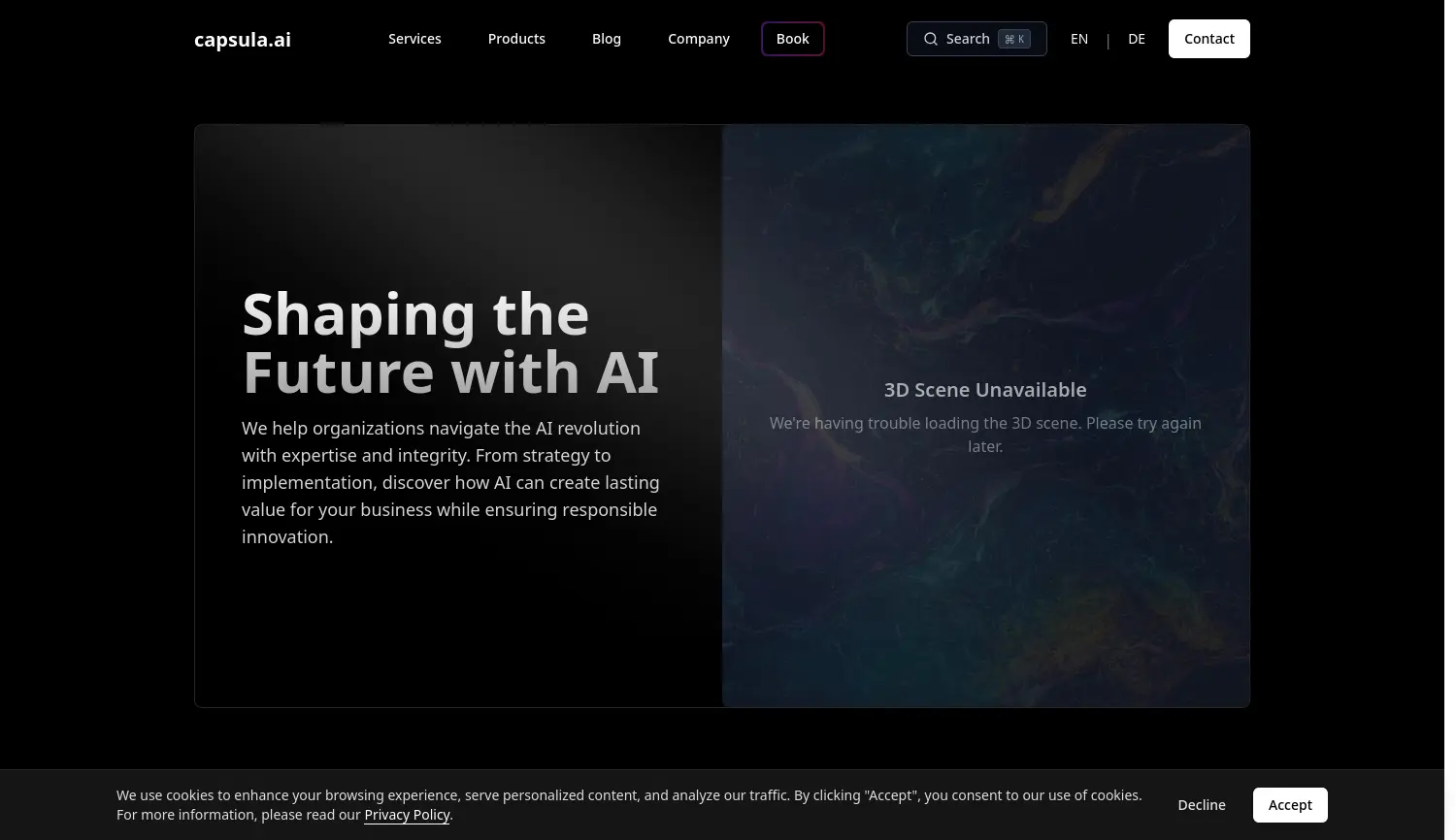 Website-Screenshot von capsula.ai