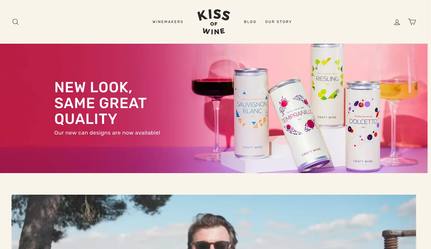 Website-Screenshot von Kiss of Wine