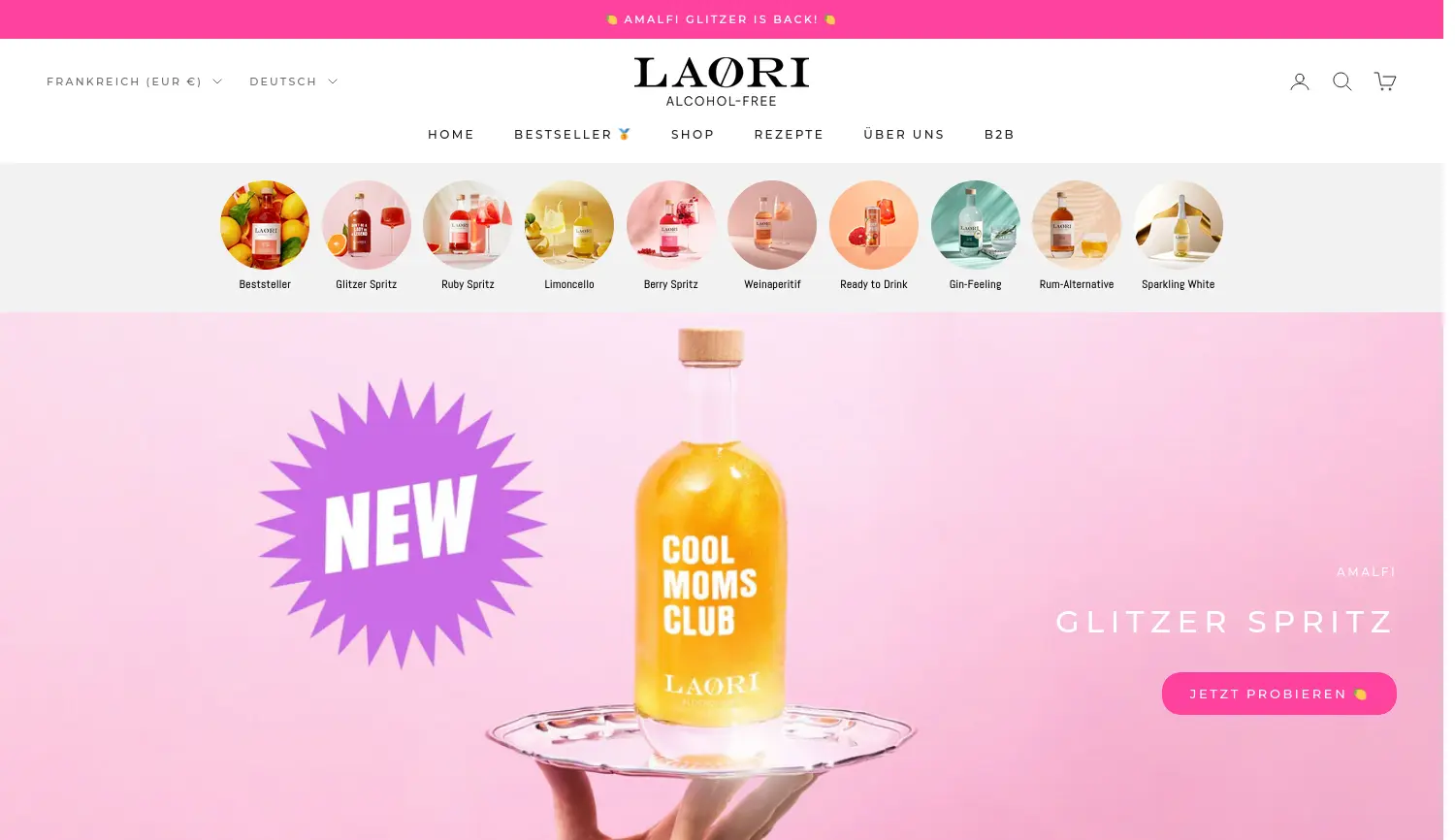 Website-Screenshot von Laori Drinks