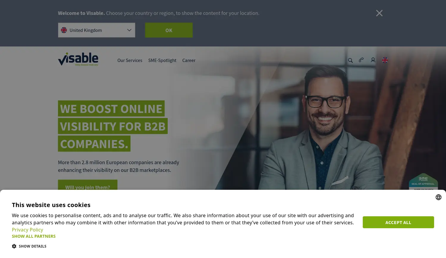 Website-Screenshot von Visable