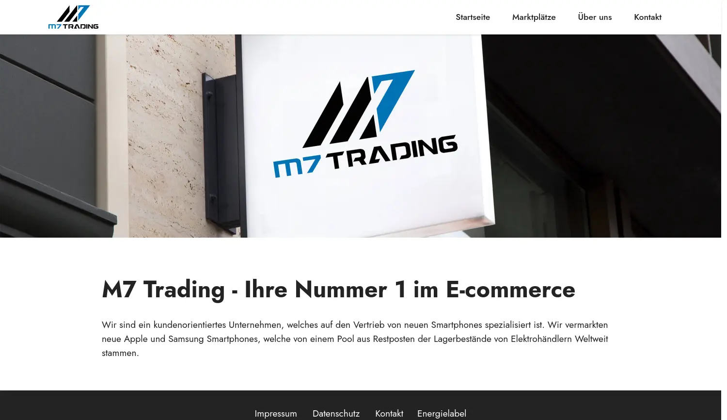Website-Screenshot von M7 Trading