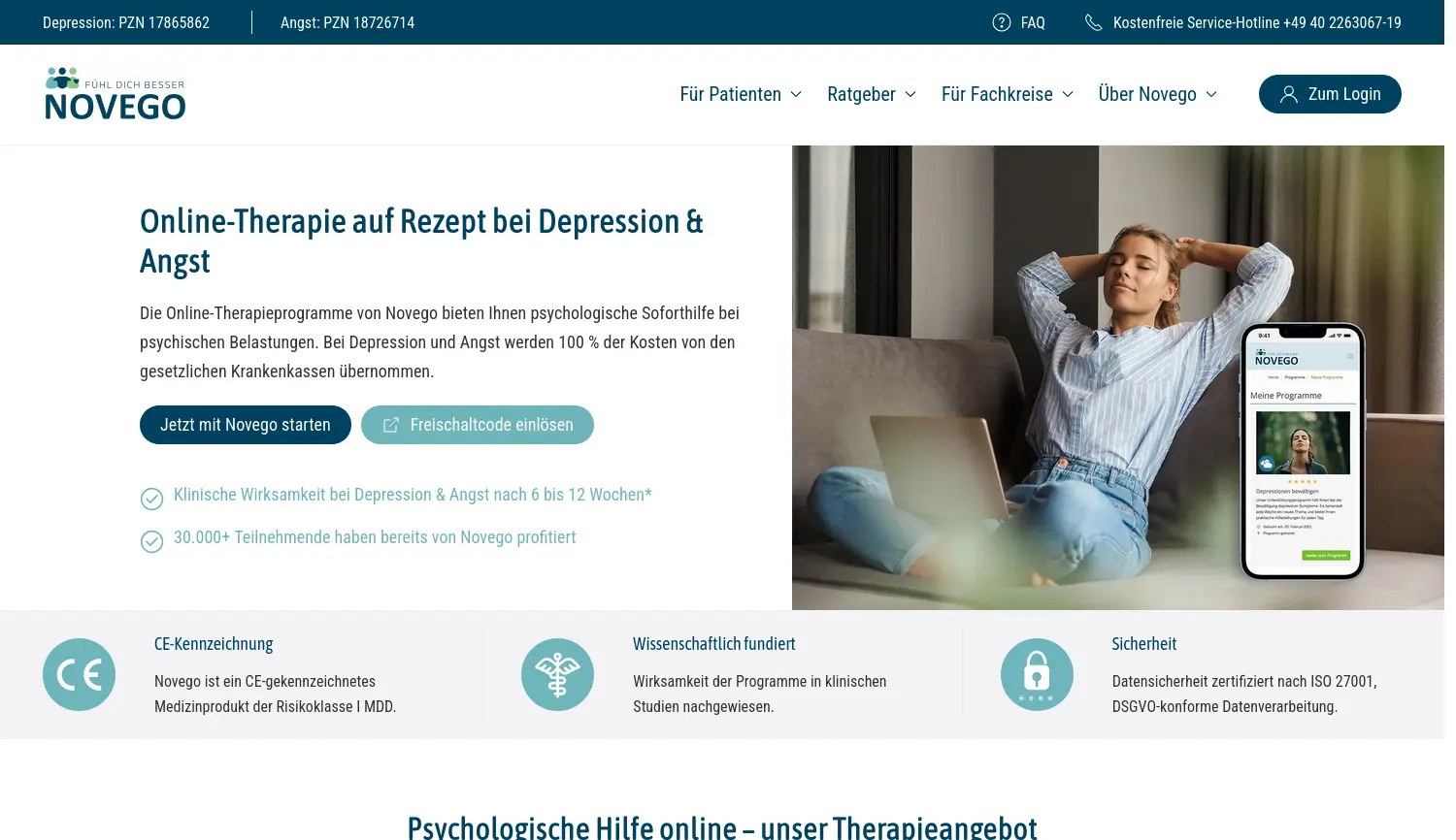 Website-Screenshot von Novego