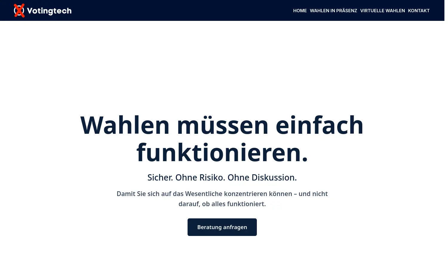 Website-Screenshot von Votingtech