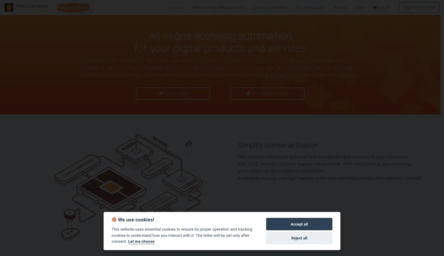 Website-Screenshot von NetLicensing