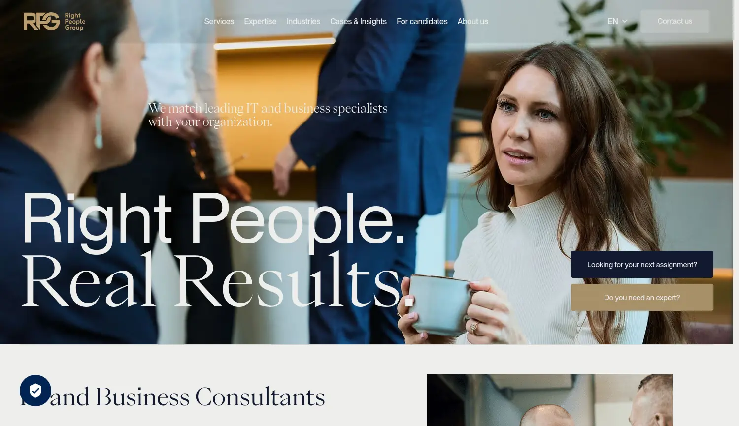 Website-Screenshot von Right People Group