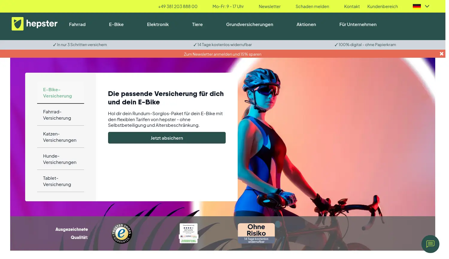 Website-Screenshot von hepster