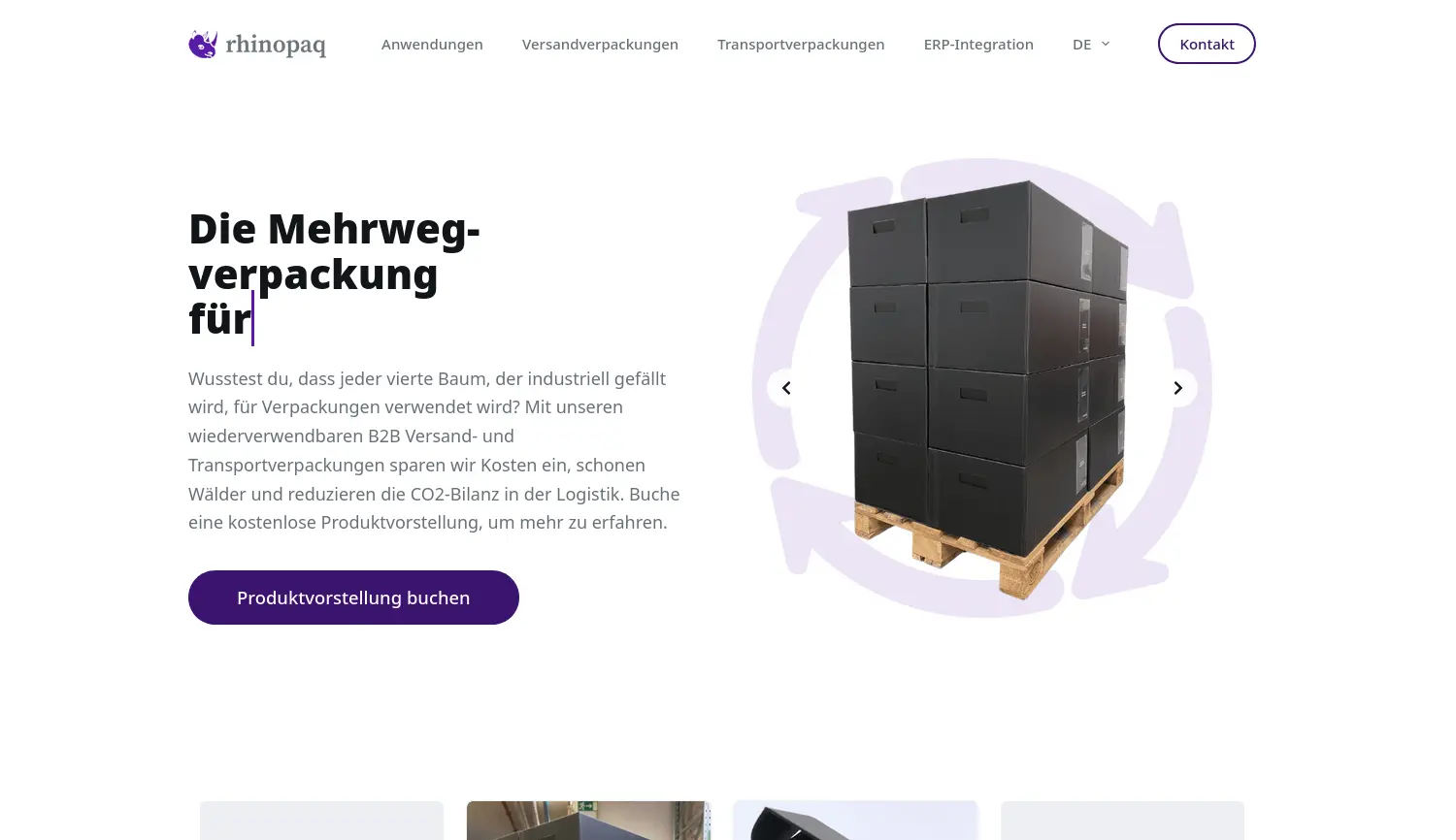 Website-Screenshot von rhinopaq