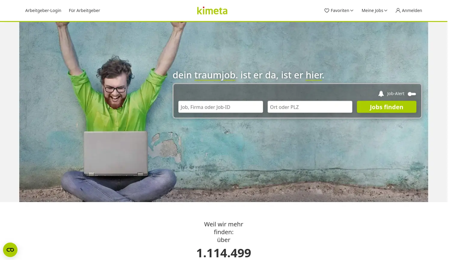 Website-Screenshot von kimeta