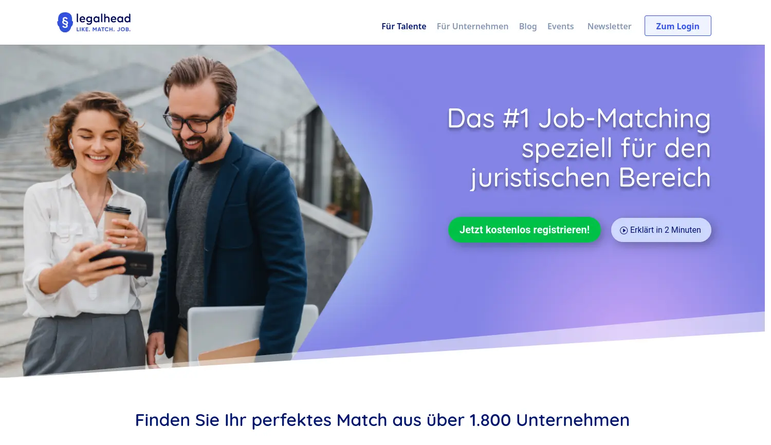 Website-Screenshot von Legalhead