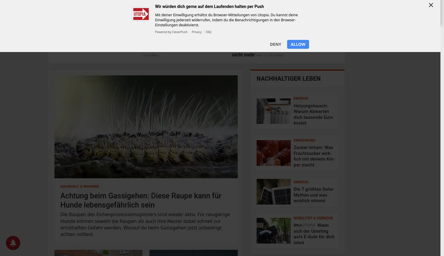 Website-Screenshot von Utopia