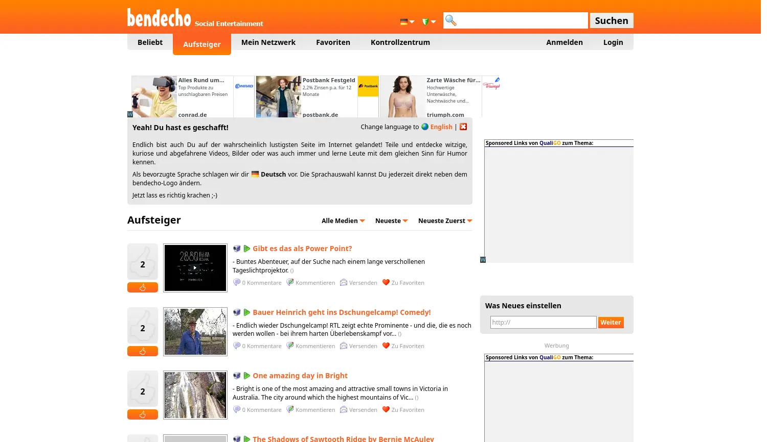 Website-Screenshot von bendecho