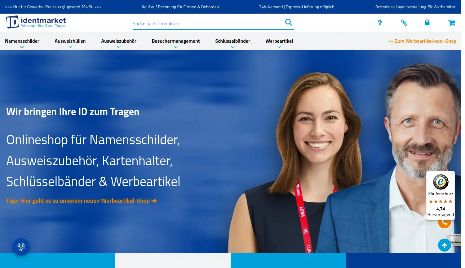 Website-Screenshot von identmarket