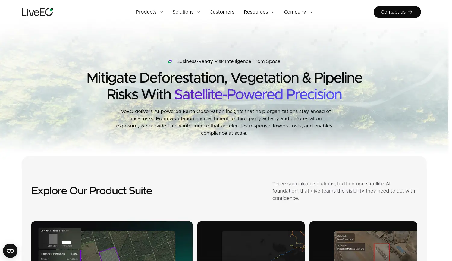 Website-Screenshot von LiveEO