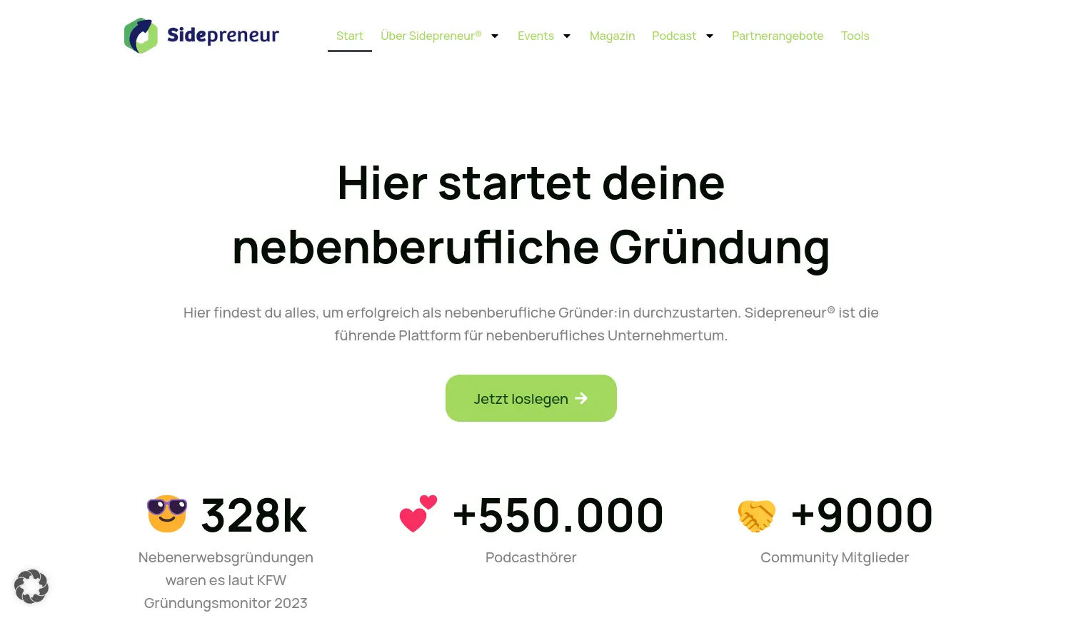 Website-Screenshot von sidepreneur.de