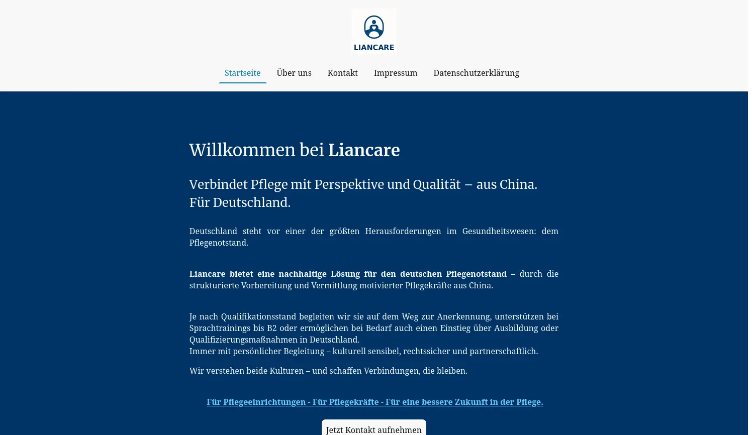 Website-Screenshot von Liancare
