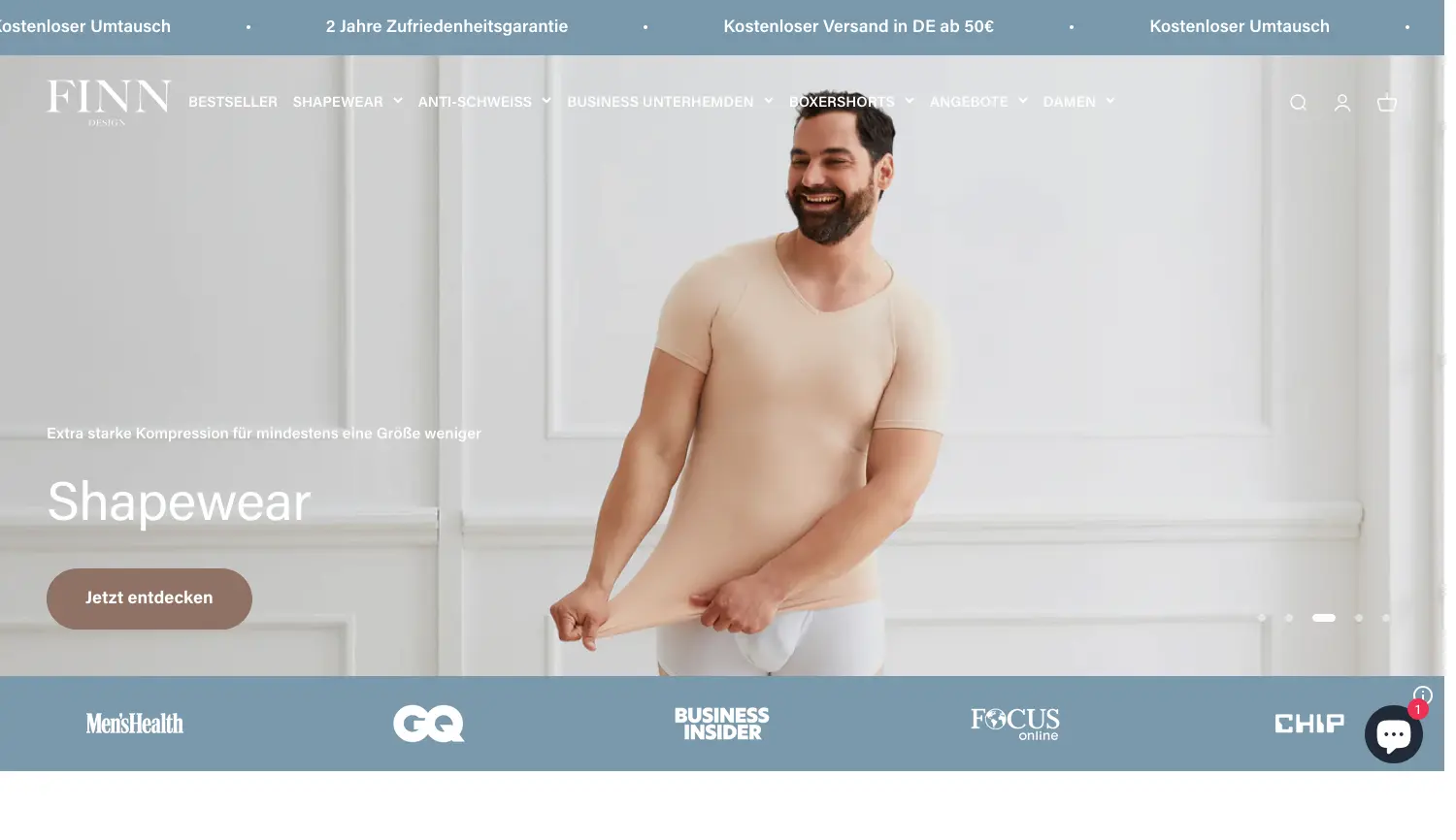 Website-Screenshot von FINN Design