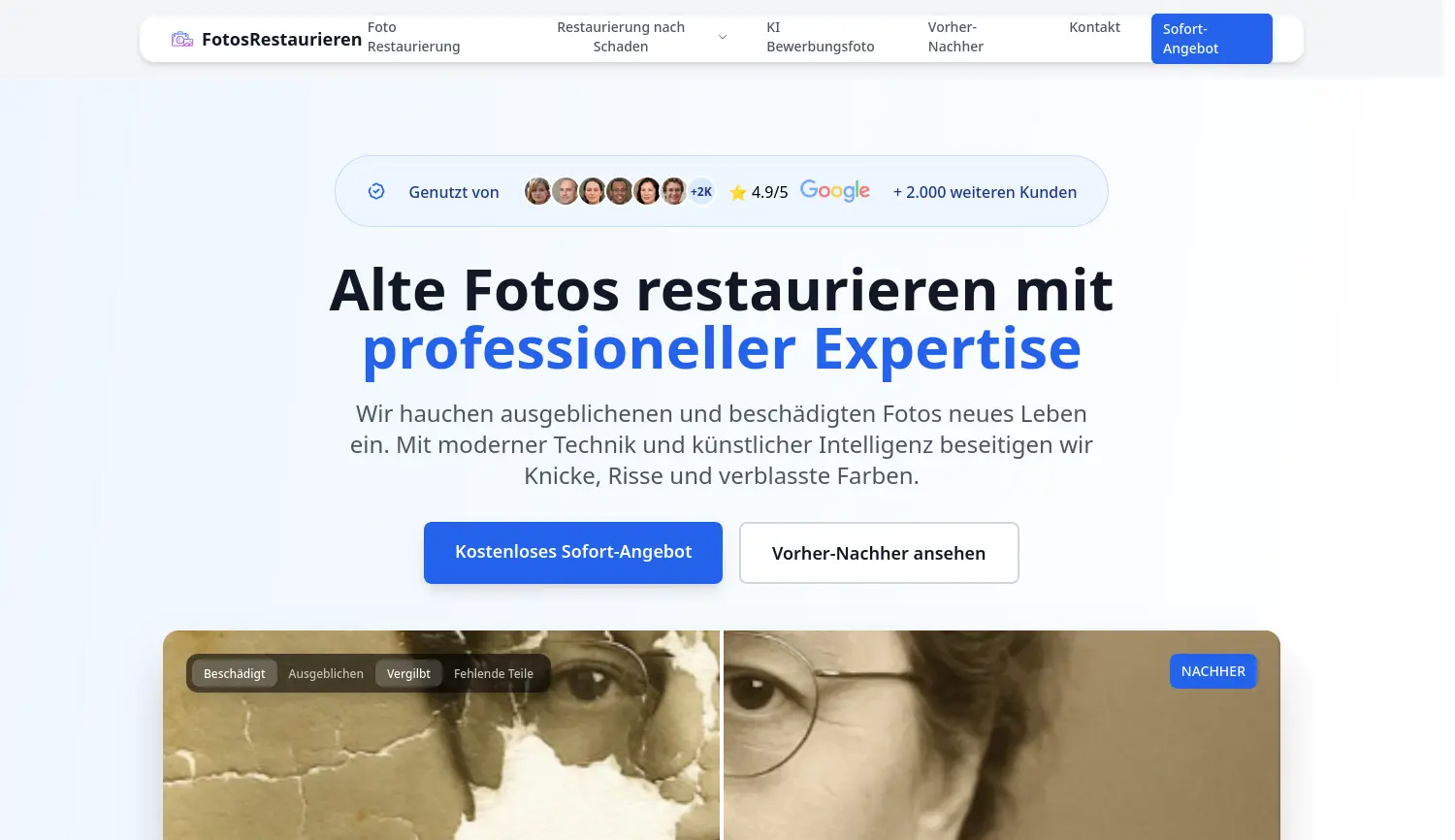 Website-Screenshot von FotosRestaurieren