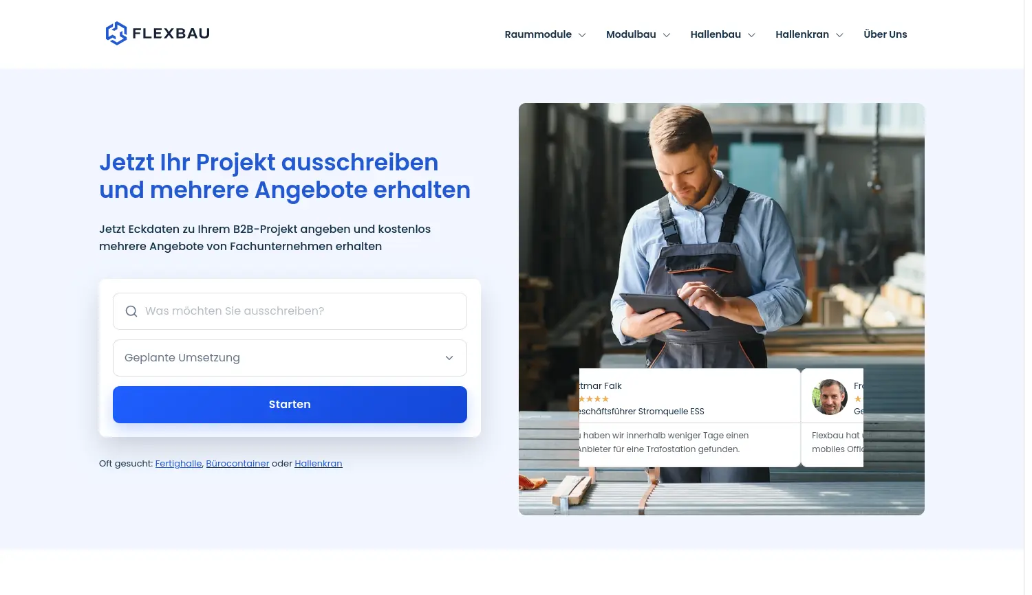 Website-Screenshot von Flexbau