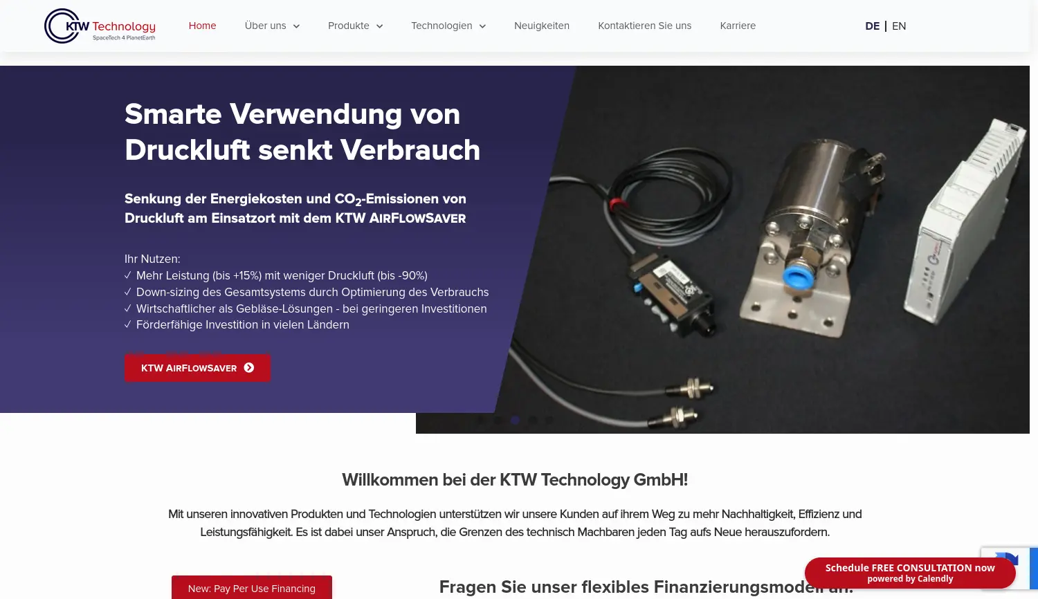 Website-Screenshot von KTW Technology