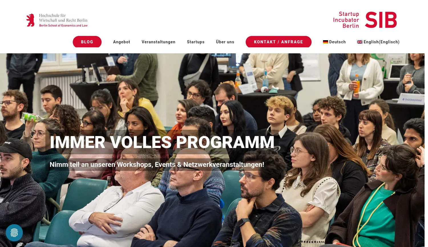 Website-Screenshot von Startup Incubator Berlin