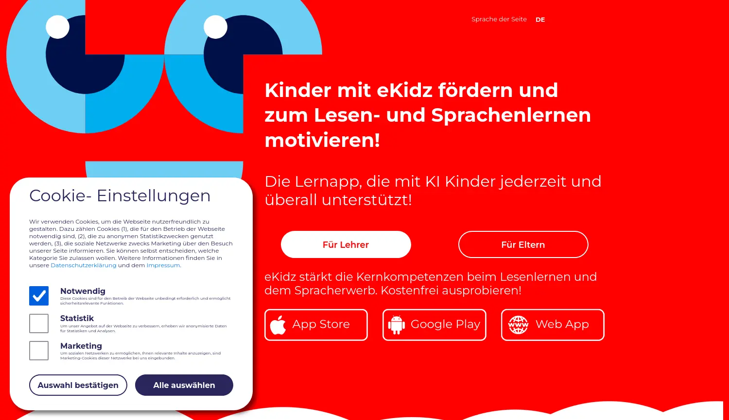 Website-Screenshot von eKidz.eu