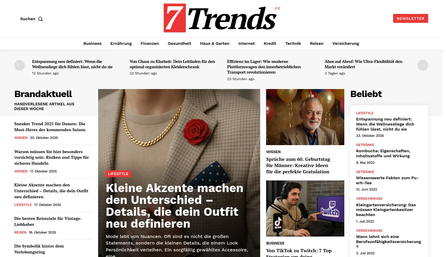 Website-Screenshot von 7Trends