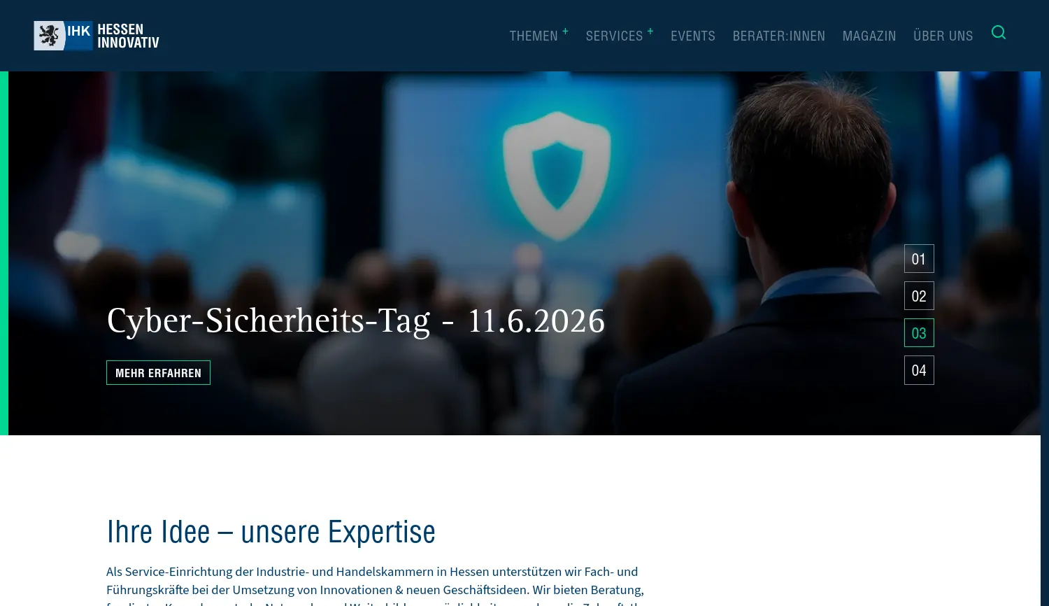 Website-Screenshot von IHK Hessen innovativ