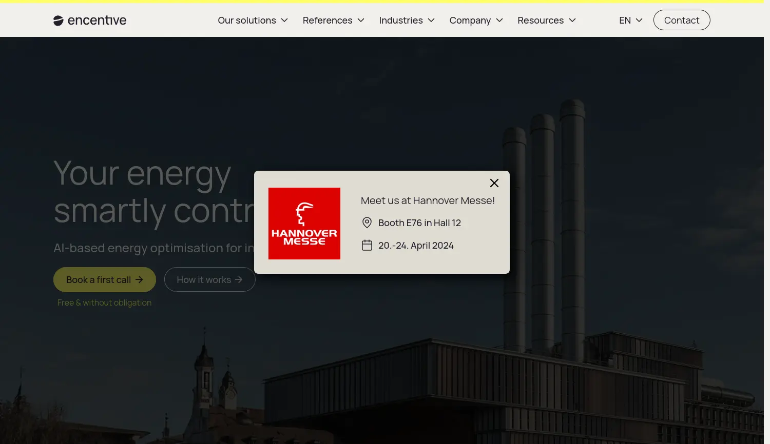 Website-Screenshot von encentive