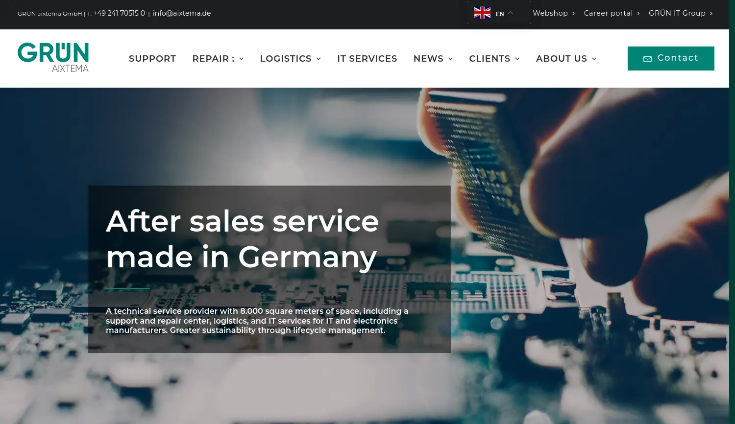 Website-Screenshot von GRÜN aixtema