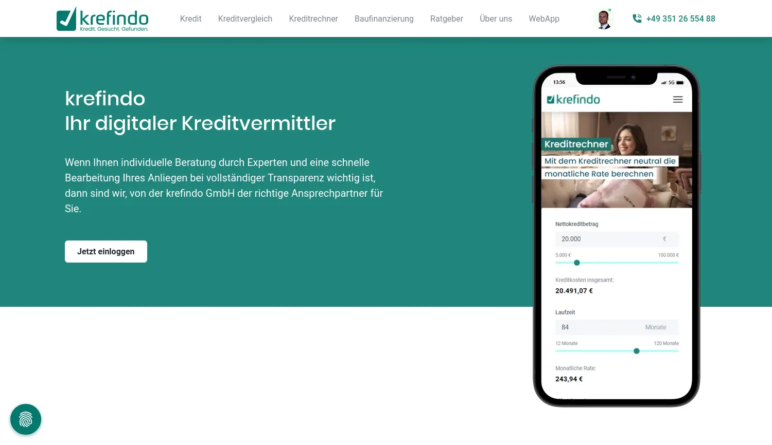 Website-Screenshot von krefindo