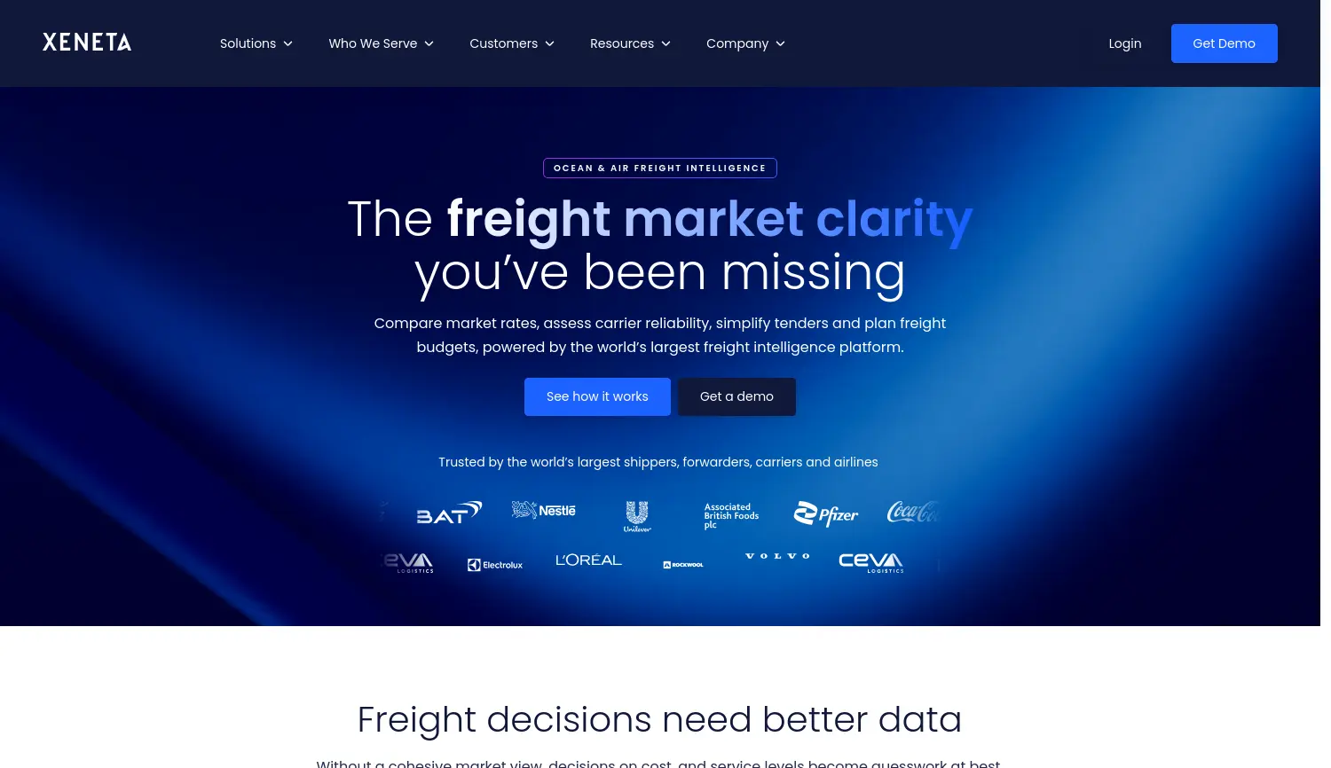 Website-Screenshot von Xeneta