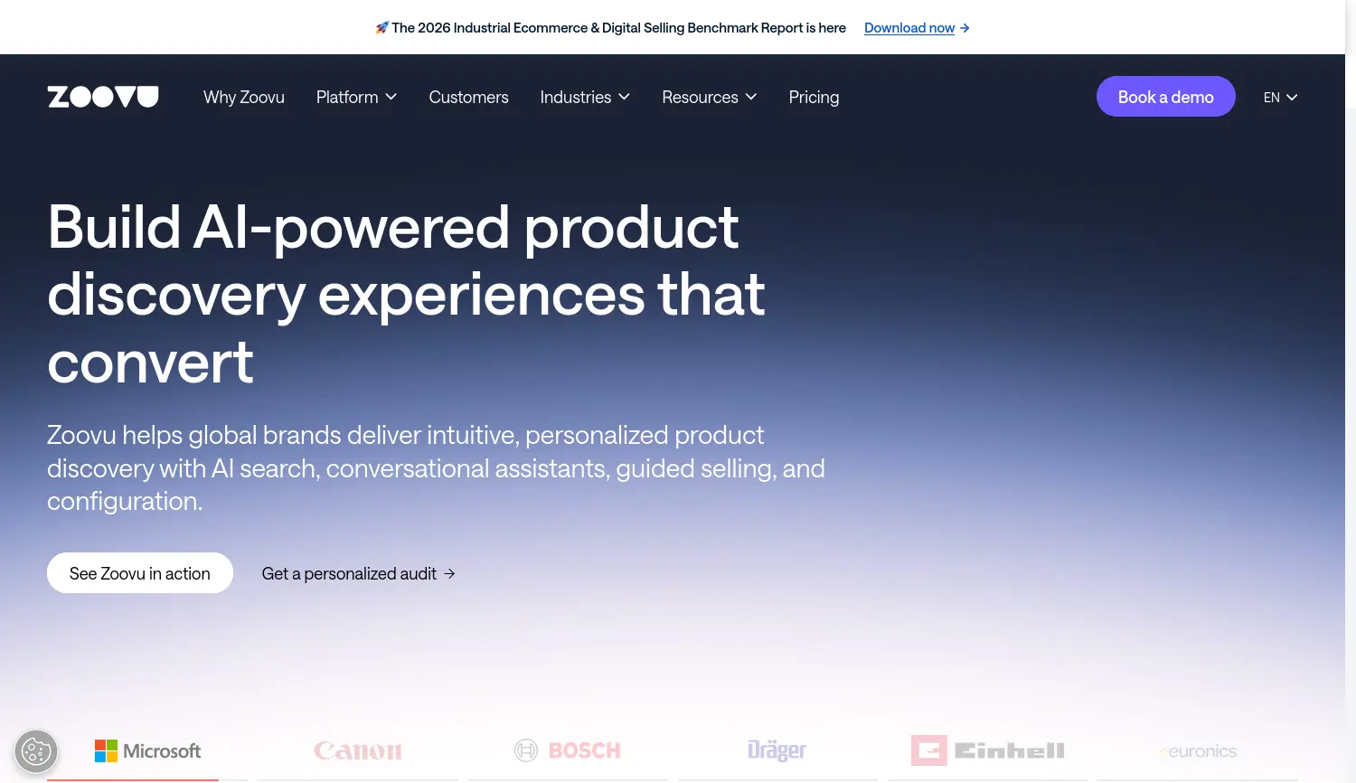 Website-Screenshot von Zoovu