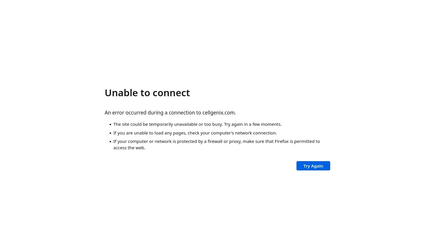 Website-Screenshot von CellGenix