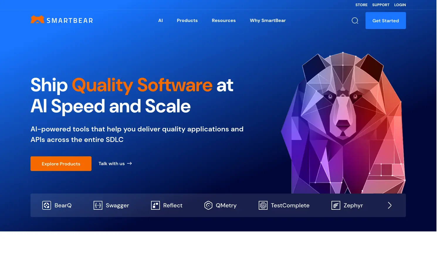 Website-Screenshot von SmartBear
