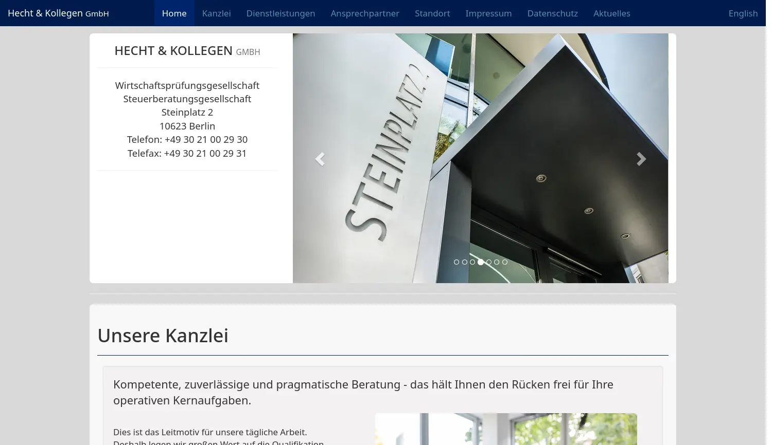 Website-Screenshot von Hecht & Kollegen