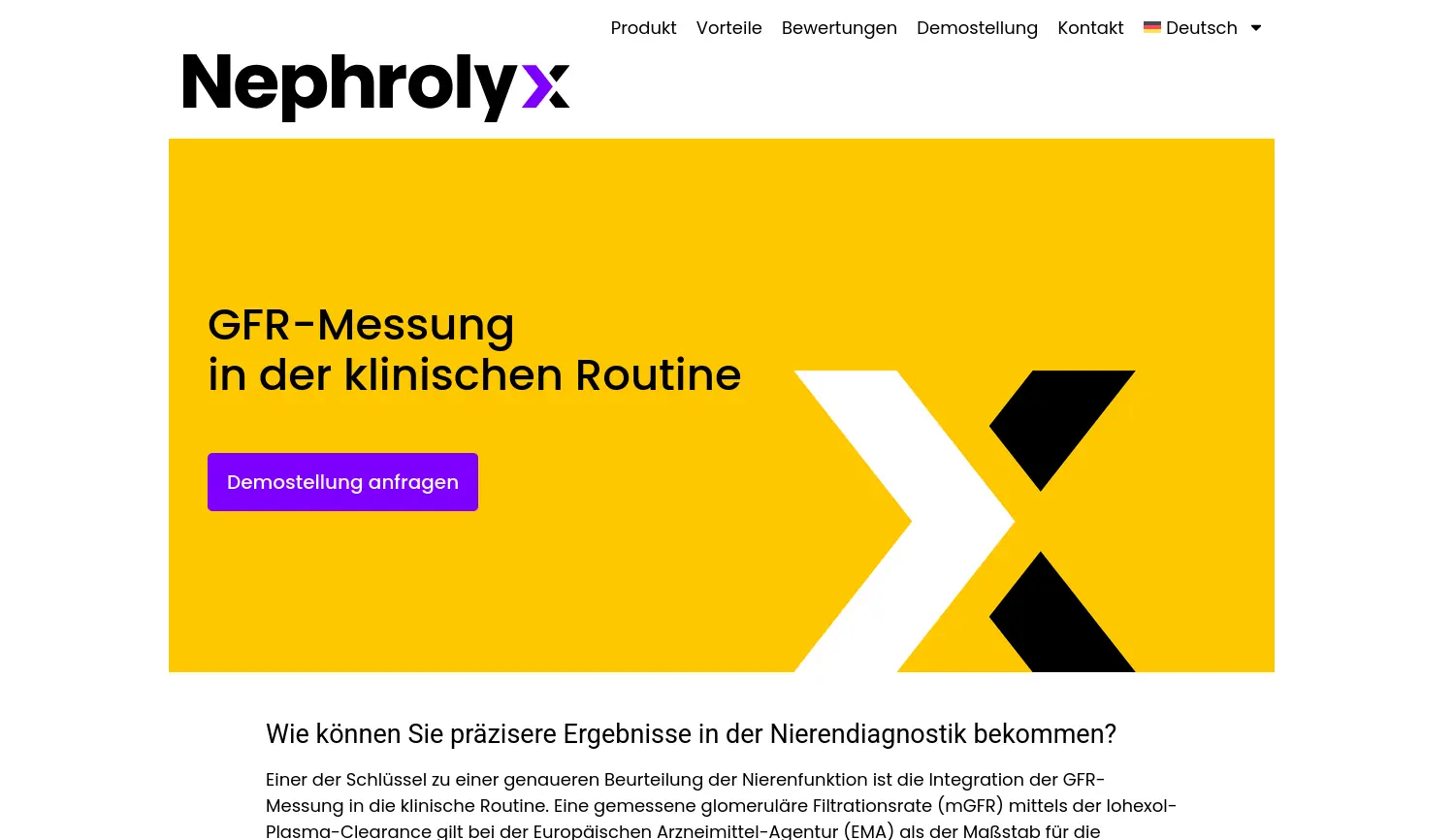 Website-Screenshot von Nephrolyx