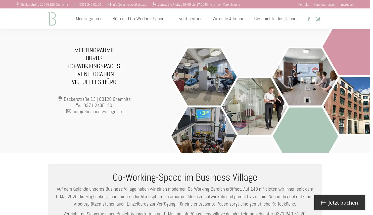 Website-Screenshot von Business Village