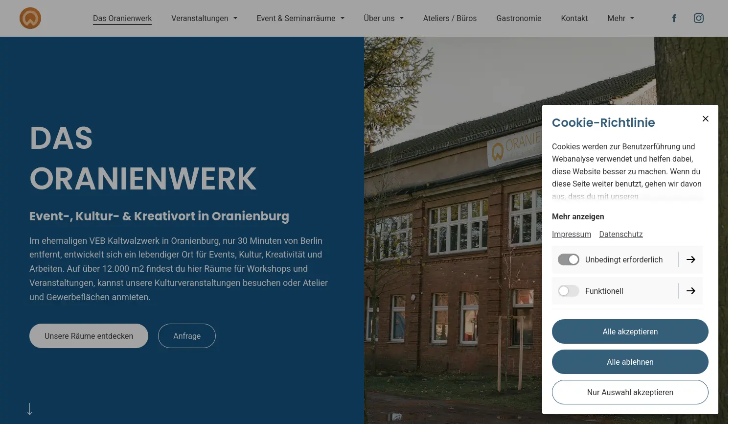 Website-Screenshot von Oranienwerk